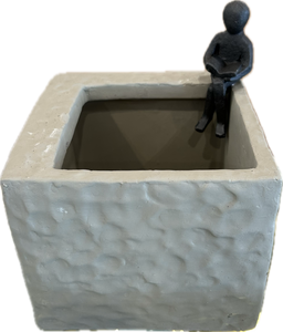 Square Planter Large with Figure