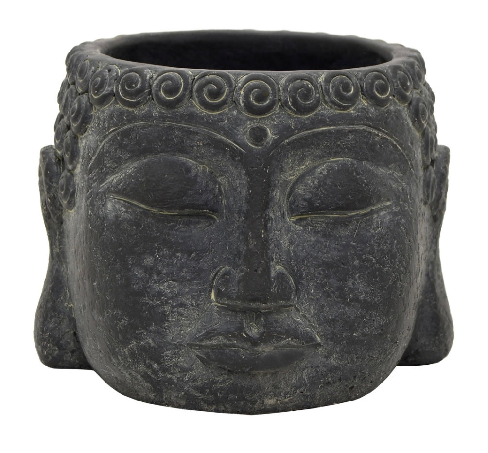 Buddha Face Black Flower Pot Small