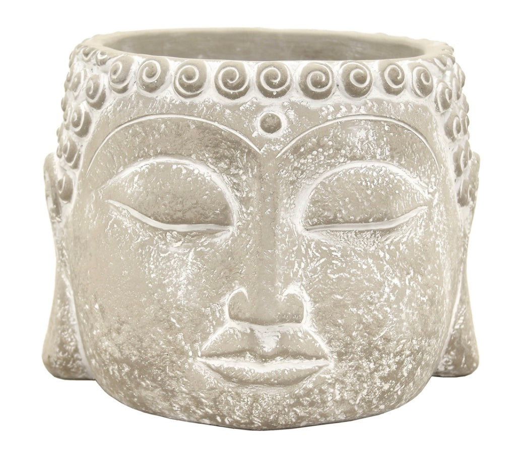 Buddha Face White Flower Pot Large