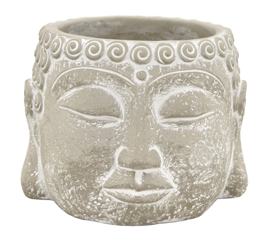 Buddha Face White Flower Pot Small