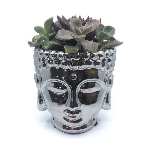 Ceramic Silver Buddha Planter