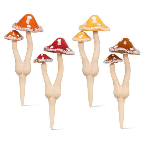 Double Long Spotted Mushroom Garden Stakes