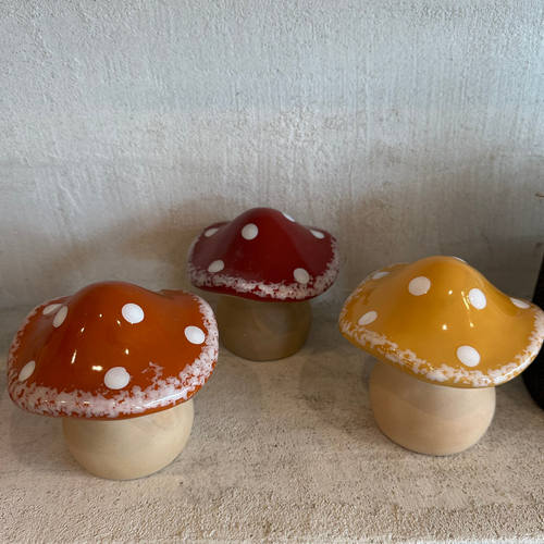 Medium Spotted Mushroom Garden Decor