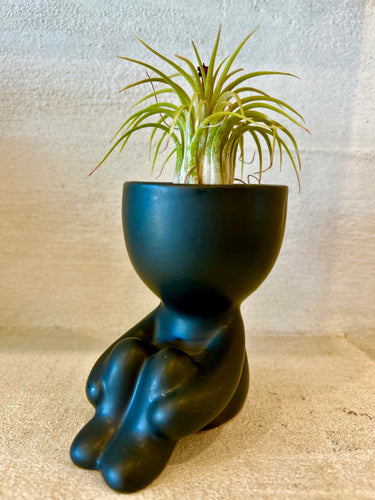 Deep in Thought Black Figure Air Plant Holder